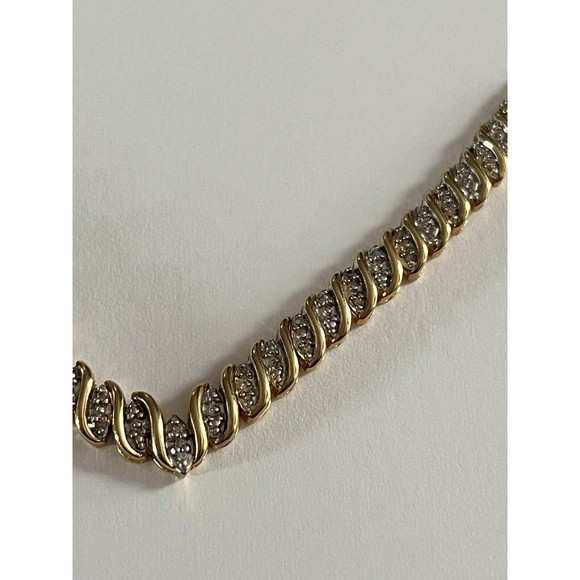 Vermeil Sterling Silver  .10ctw Diamond Flat V Wheat Necklace 16.5” 8.38G - Picture 5 of 16